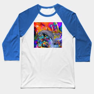 Dolphin Color Splash Baseball T-Shirt